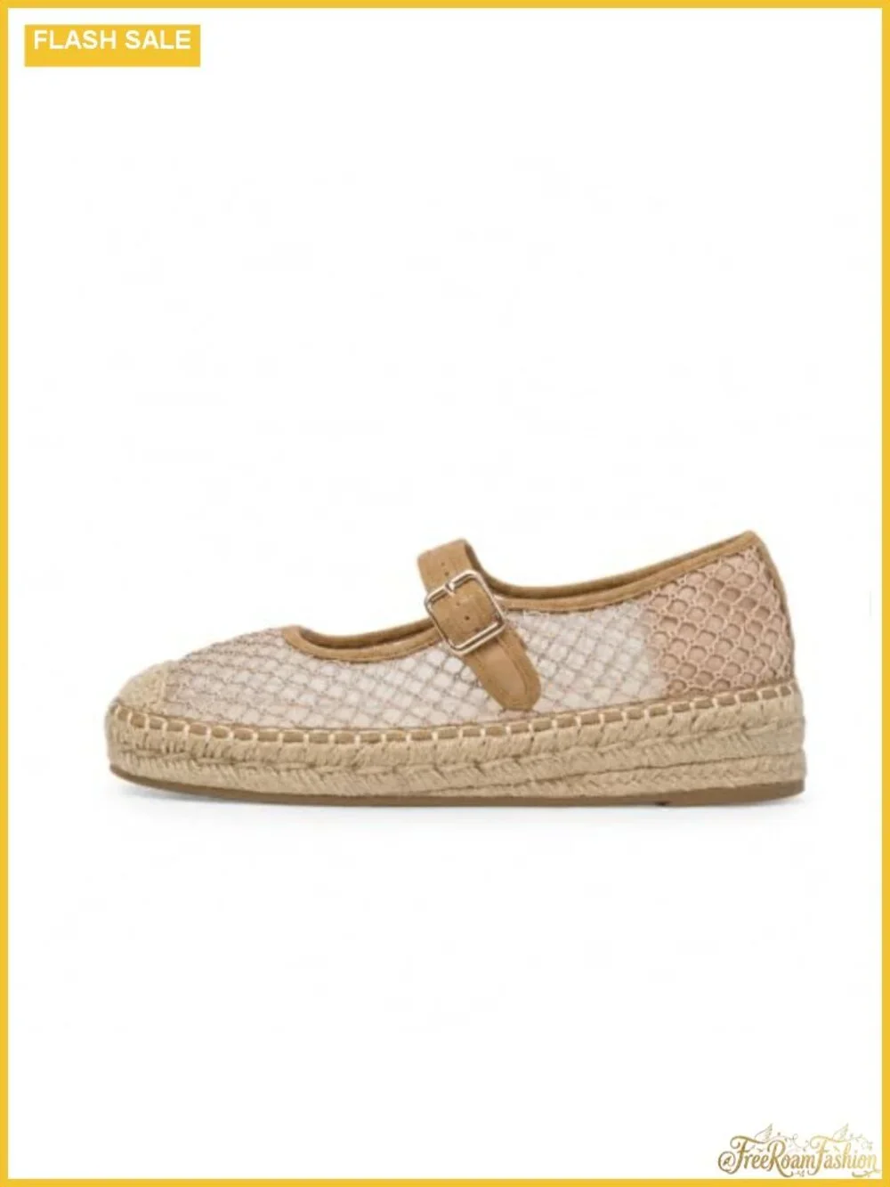 Mary Jane Espadrilles Round Toe Platform Flats with Buckle